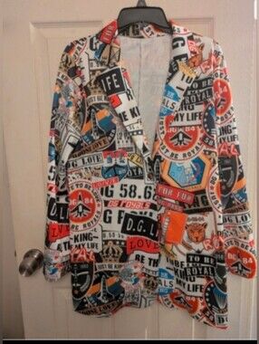 Graphic Print Work Blazer - Multicolor Hip